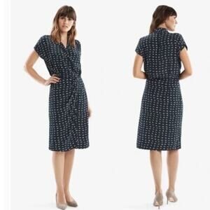 MM. LaFleur Womens The Jasmine Faux Wrap Dress 8 Green Swipe Print Workwear